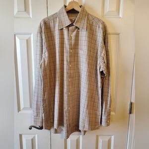 Alex Cannon light brown button down dress shirt XL
